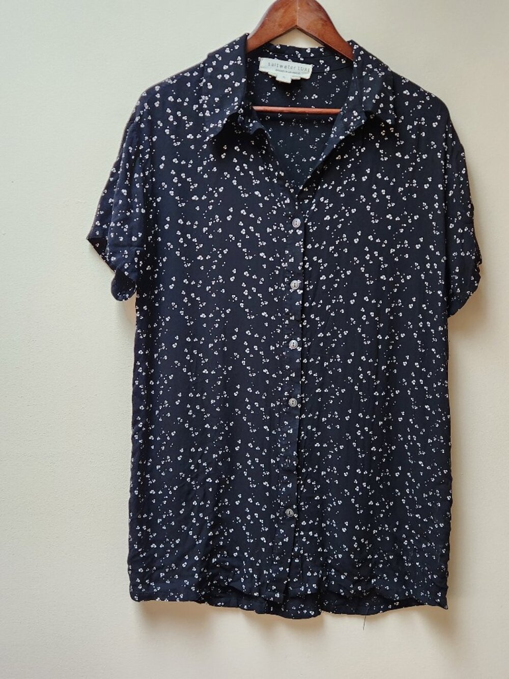 Saltwater Luxe black button down blouse / S